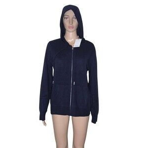 NWT Quince Womens True Navy Blue Mongolian Cashmere Full Zip Hoodie  Sweater M